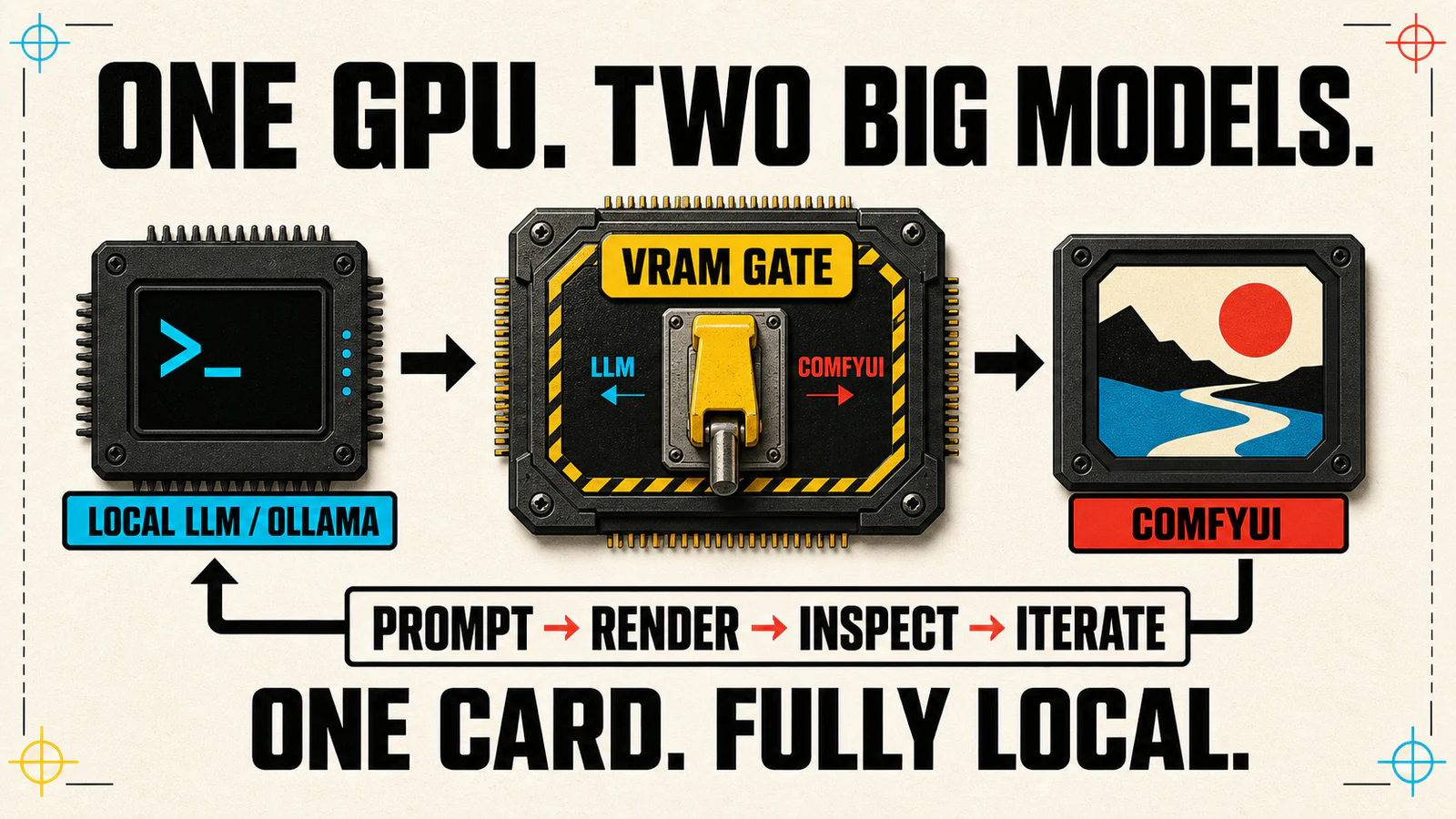 One GPU shared in turns by a local LLM and ComfyUI through a VRAM gate